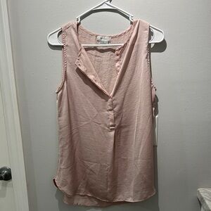 Van Heusen Pink Sleeveless Tank Top with Mandarin Collar